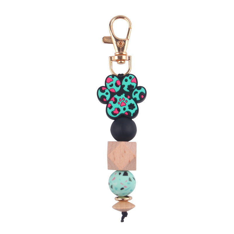Wholesale Cartoon Dog Claws Pure Handmade Silicone Beaded Keychain